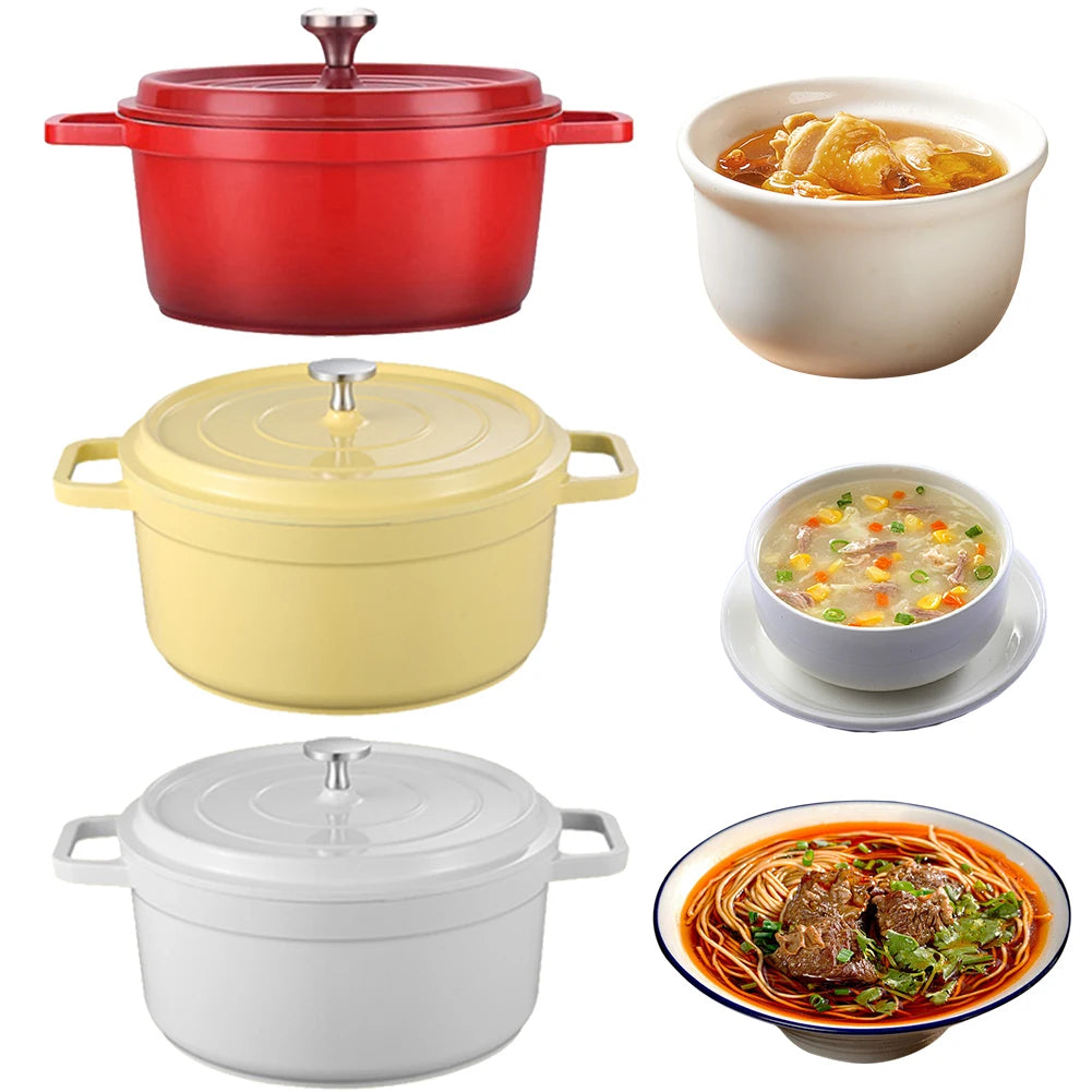 Enameled Cast Aluminum Dutch Oven with Lid Home Kitchen Enamel Stock Pot Dutch Oven Cast Aluminum Pot Multifunctional Cookware Zpaxo
