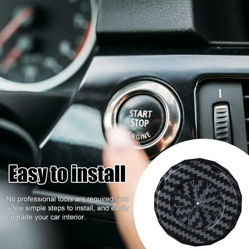Push Start Button Cover Carbon Fiber Ignition Protective Interior