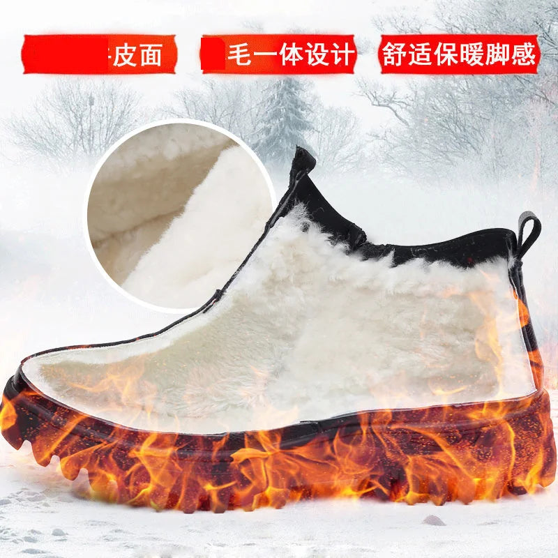 Men's Thickened Cotton Shoes Winter Cold Resistant Casual Wool Boots Zpaxo