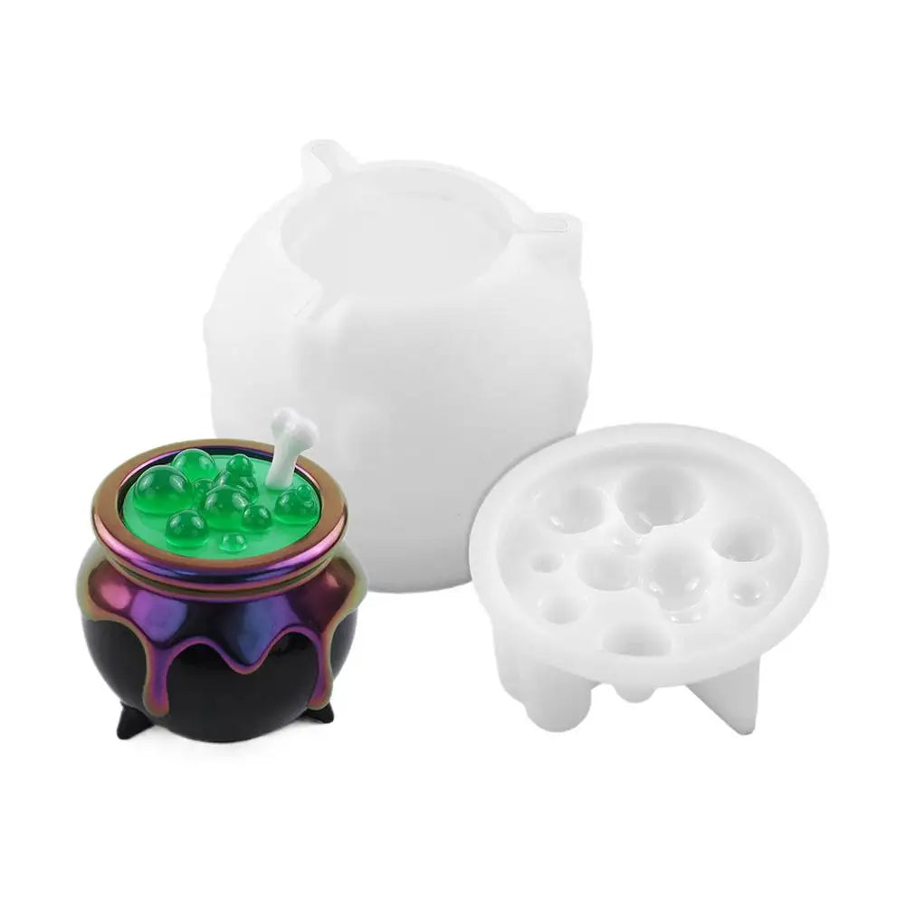Halloween Cauldron Container DIY Epoxy Resin Mold Plaster Storage Box Zpaxo A