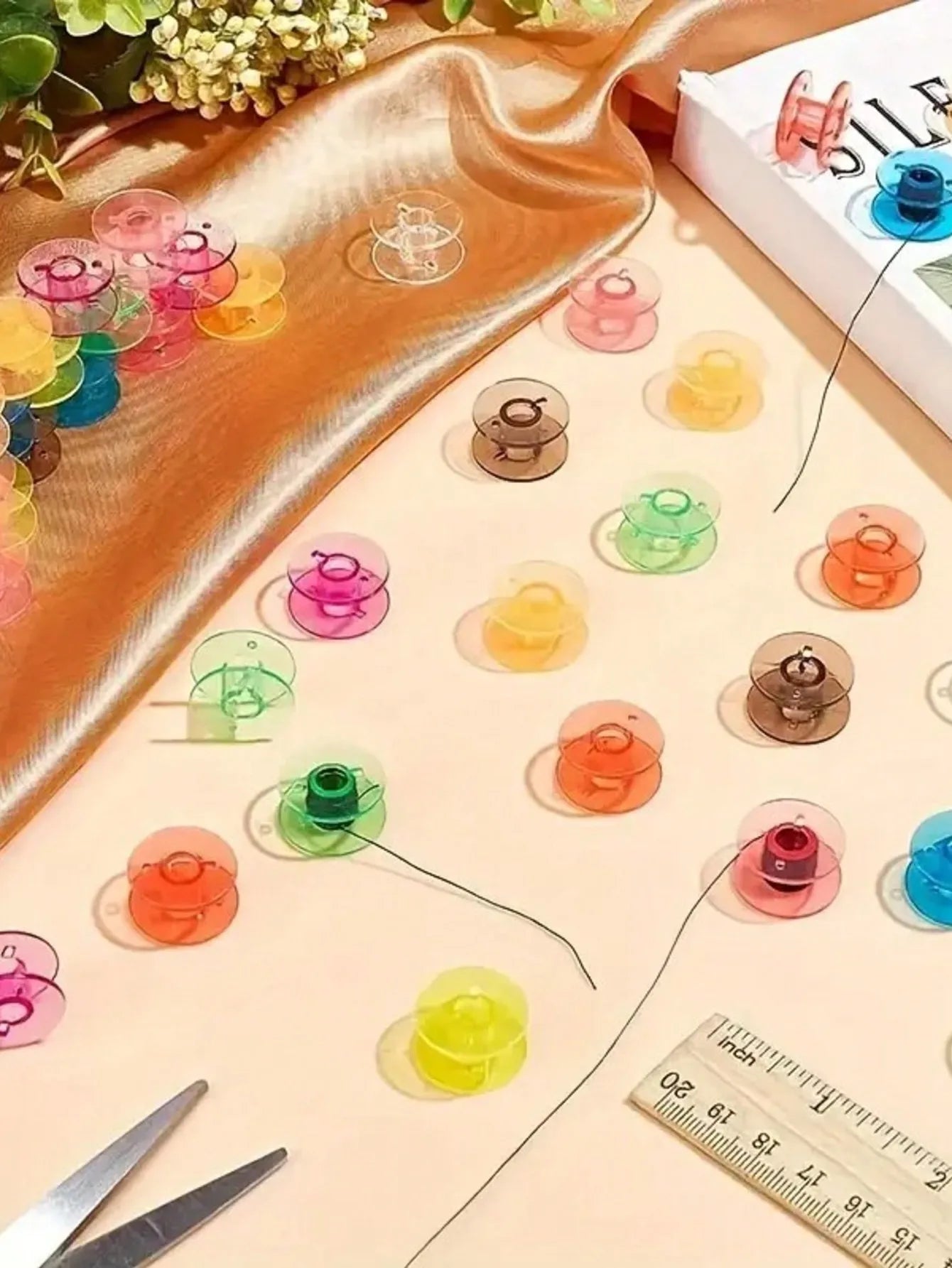 50 PCS/Lot Plastic Transparent Colorful Sewing Machine Spools Home Sewing Tool Empty Spool Bobbins Sewing Machines Accessories Zpaxo