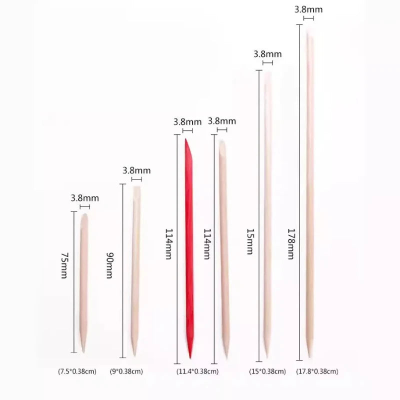 50 100 200 Nail Different Sizes Orange Wood Sticks Cuticle Pusher