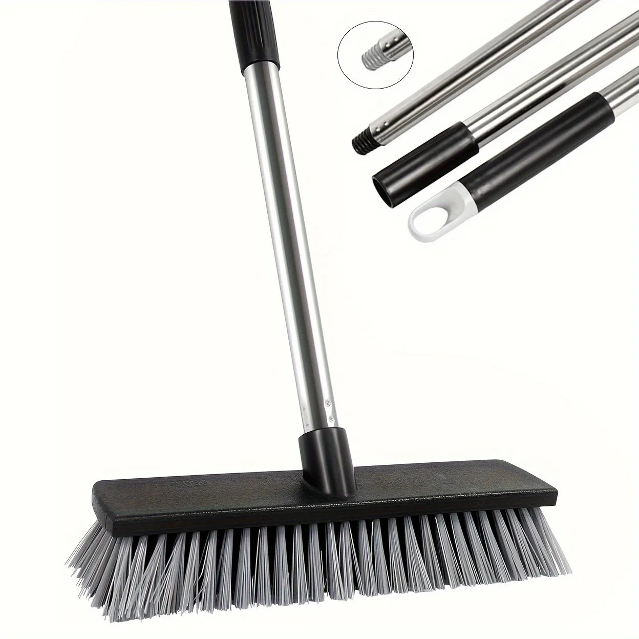 Heavy-Duty Hard Bristle Push Broom – Adjustable Long Handle Outdoor Push Broom Zpaxo