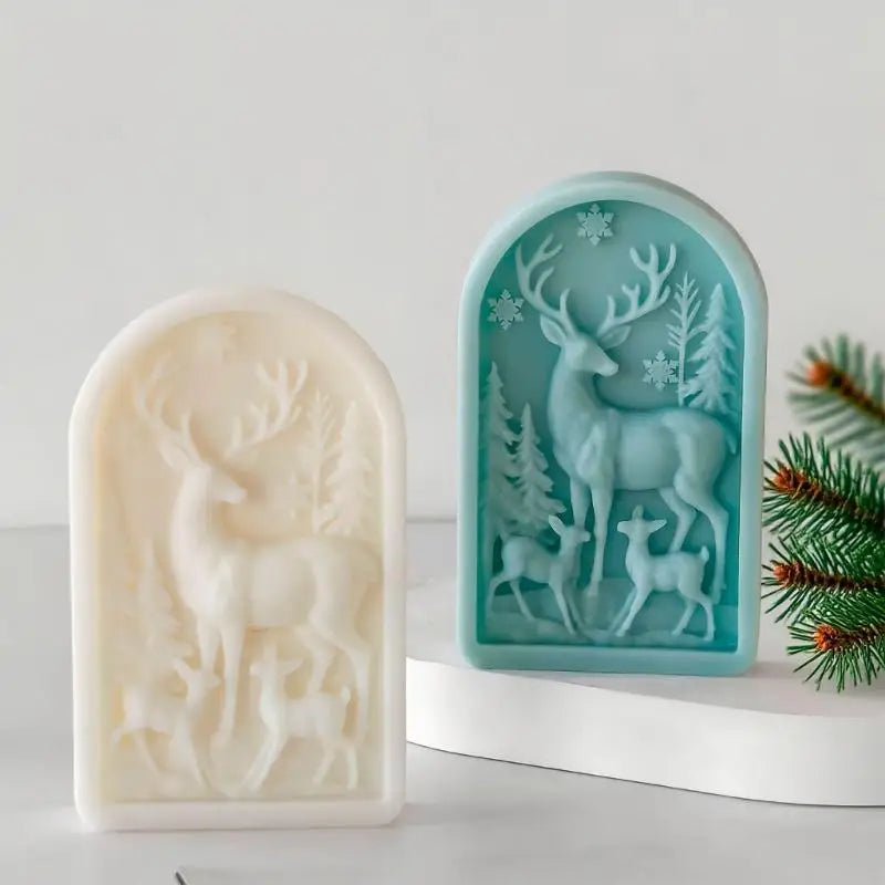 Reindeer Embossed Silicone Molds Handmade Soap Holiday Decoration