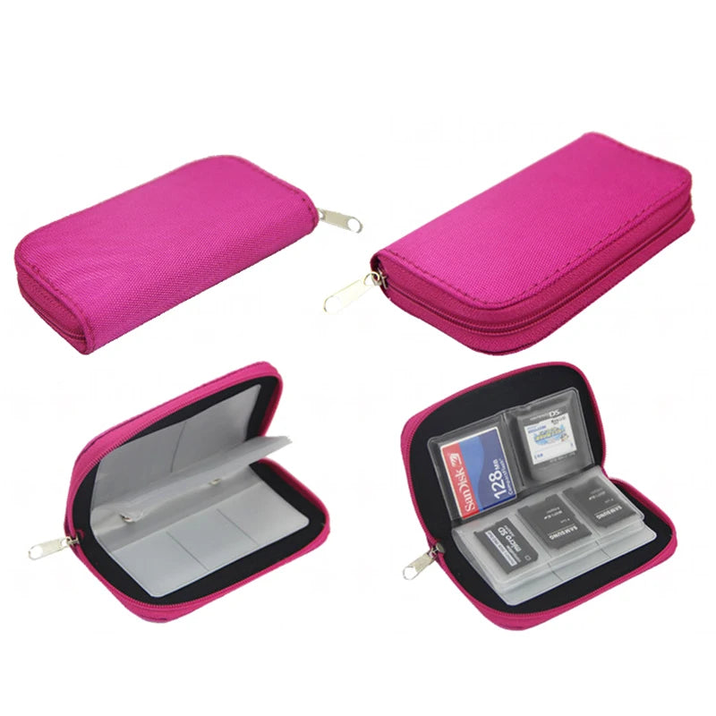 Memory Card Storage Bag Carrying Case Holder Wallet 22 Slot CF SD Zpaxo Purple