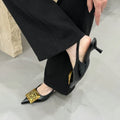 Women Sandals Thin Heels Slip-On Summer Pumps Sexy Pointed Toe High Heeled Shoes Woman Luxury Lady Black Wedding Party Shoes Zpaxo black 35