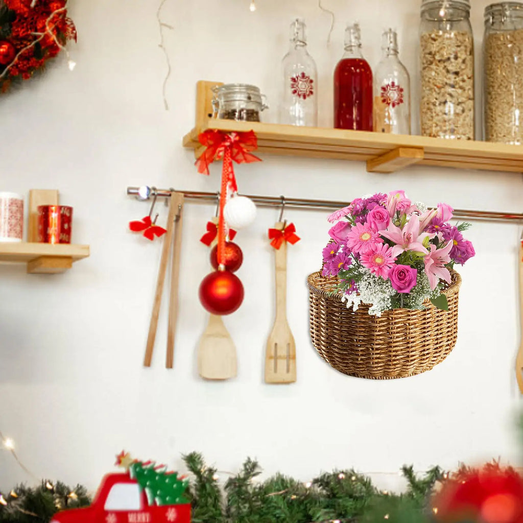 Wall Basket Handmade Home Organization Handle Door Flower Outdoor