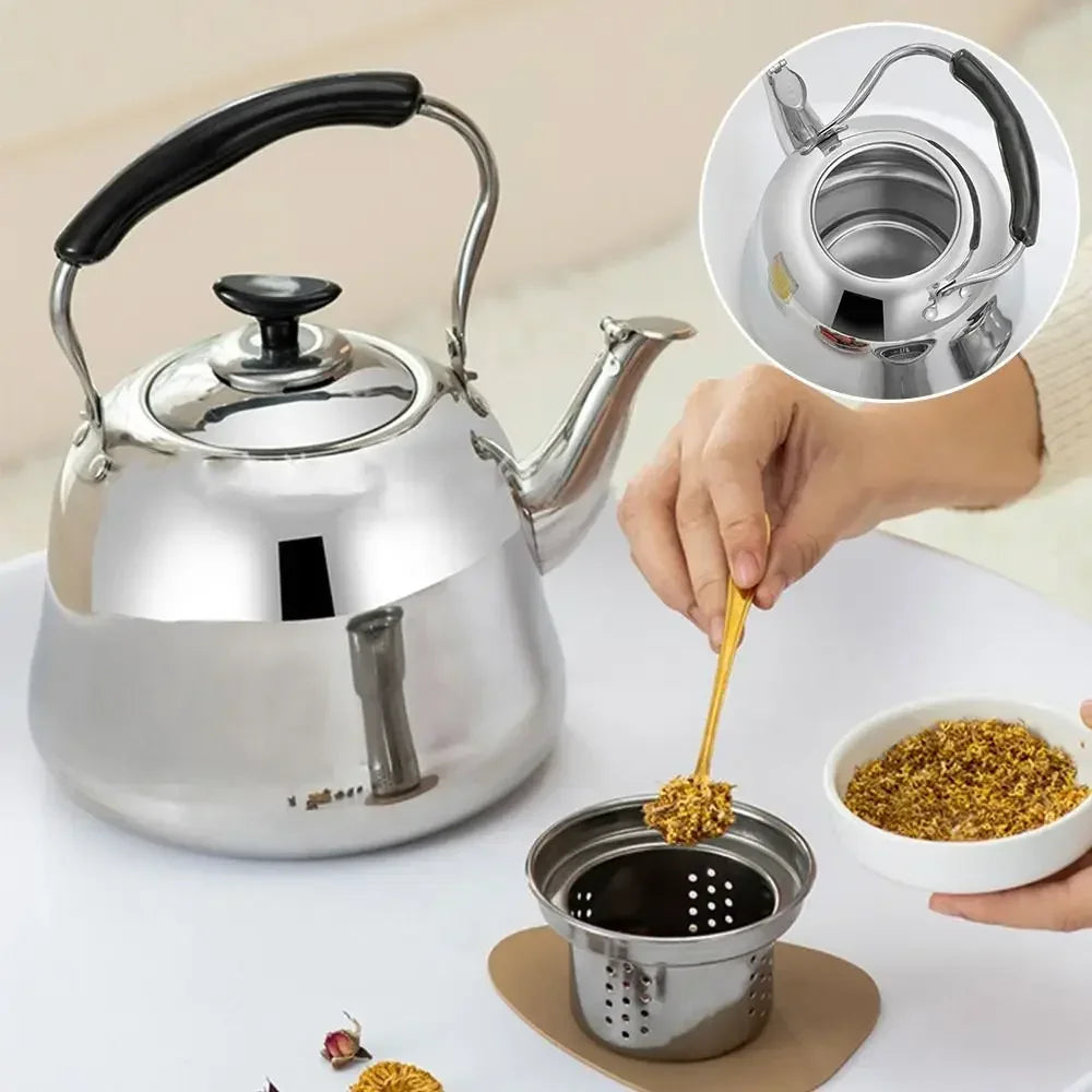Stainless Steel Whistling Teakettle Fast Heating Base Large Capacity