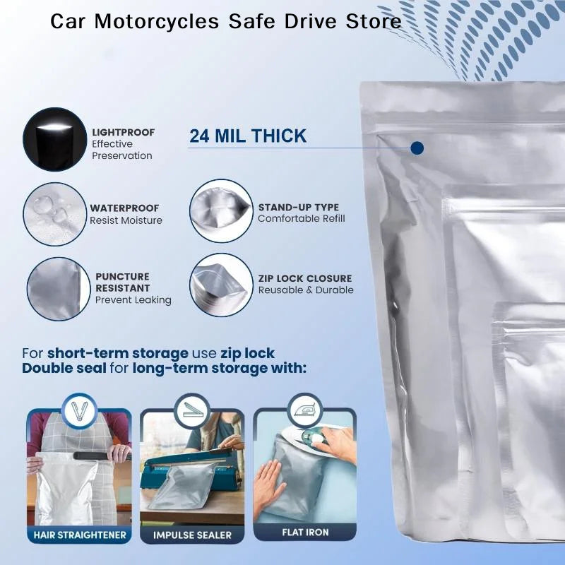 CM10Pcs Aluminum Foil Stand-up Bags Reusable Airtight Smell Proof