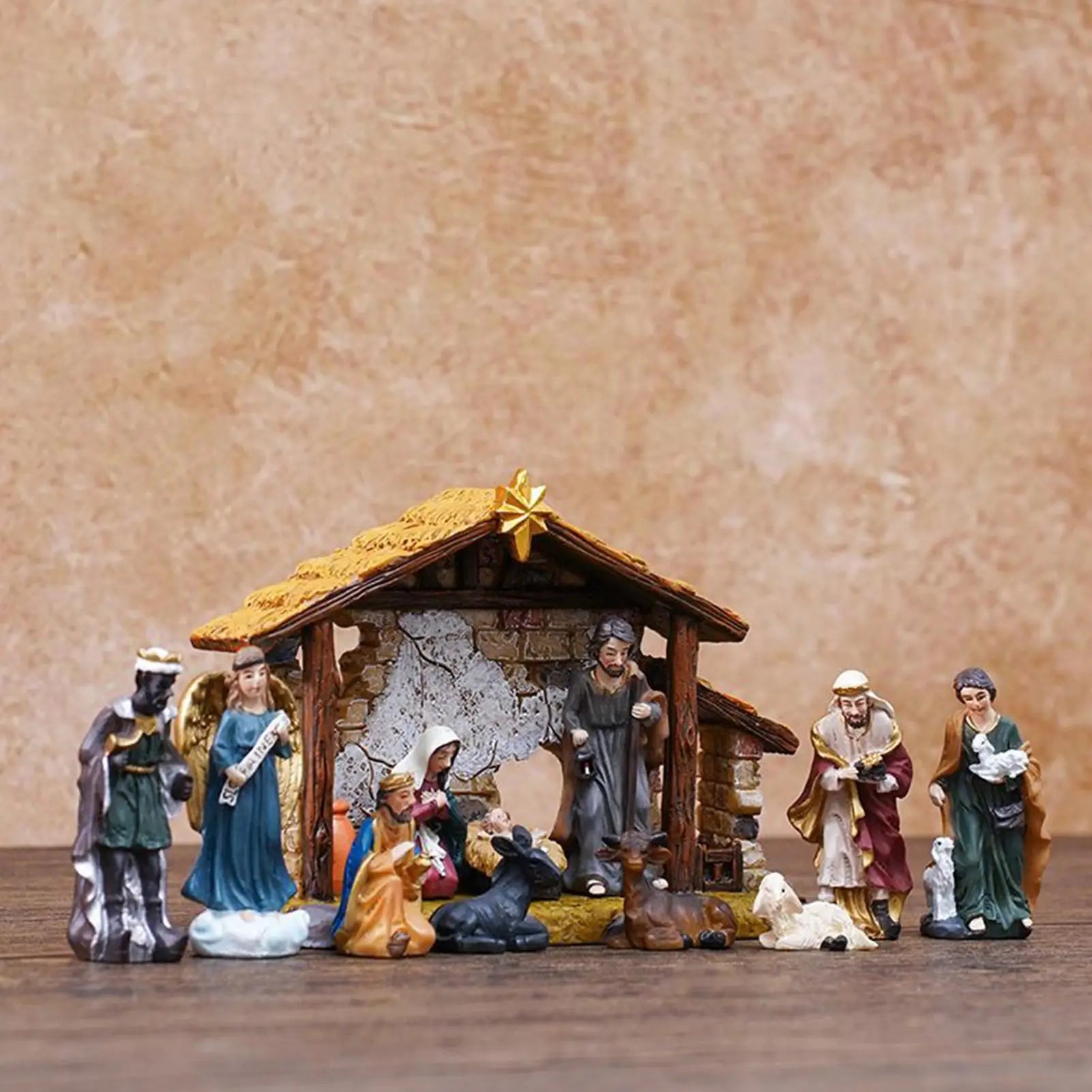 Nativity Christmas Manger Decoration Resin Figurine Bookshelf Home