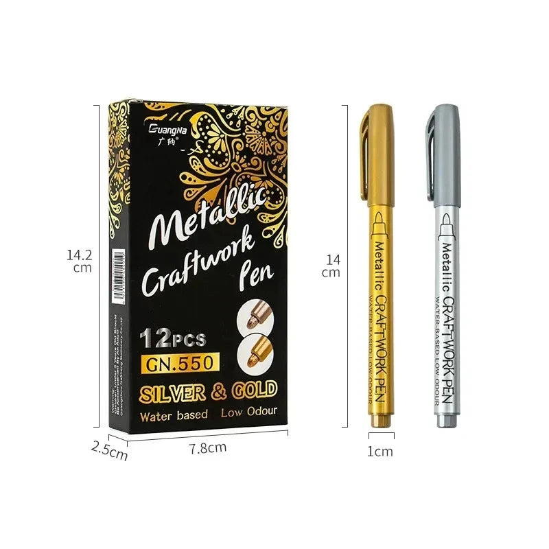 Metallic Marker Pens – Gold & Silver Soft Brush Art Markers
