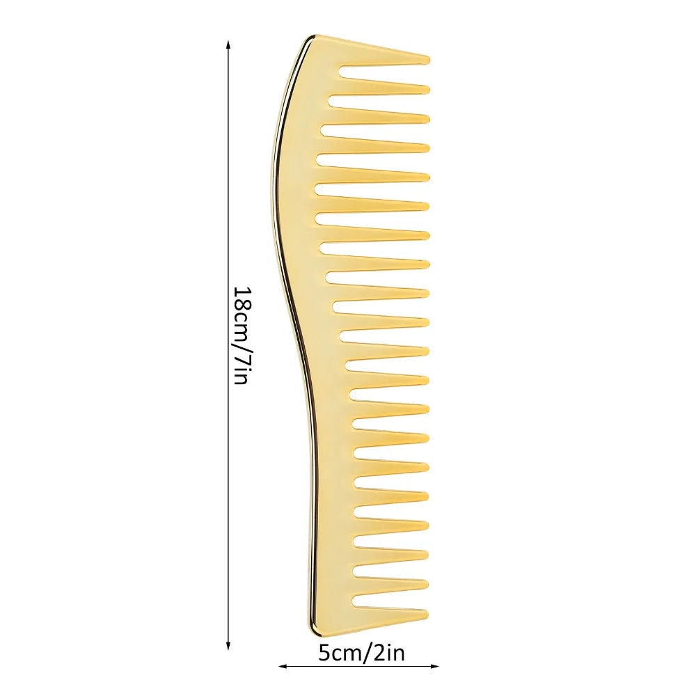 Travel Use No Handle Wide Tooth Comb Plastic Gold Salon Professional Zpaxo