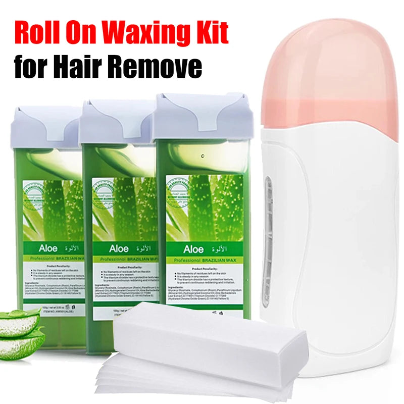 3-in-1 Roll-On Waxing Kit – Soft Wax Heater & Strips Unisex Roll-On Waxing Kit Zpaxo