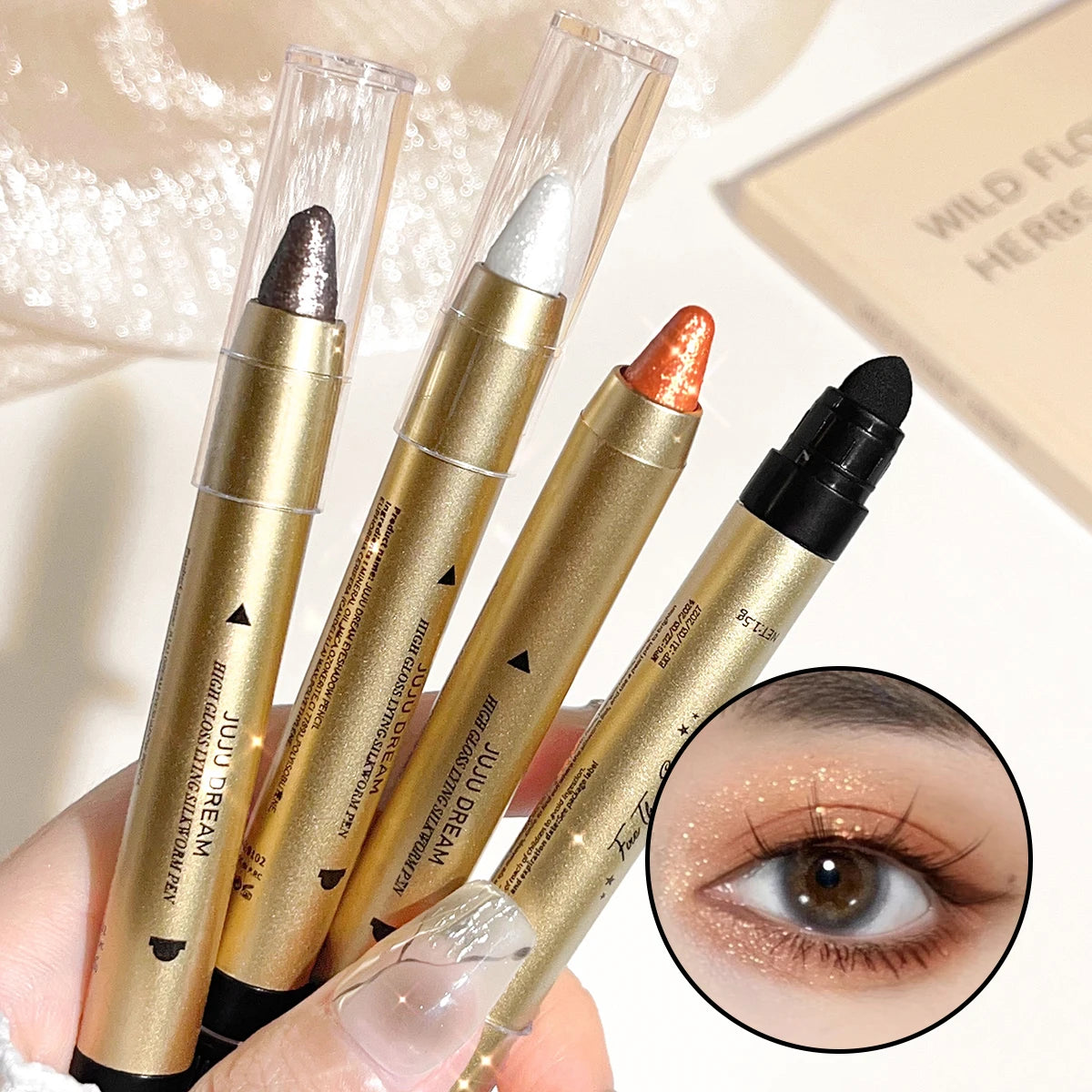 Waterproof Eyeshadow Stick Dual-ended Glitter Easy-to-apply Shimmer Zpaxo