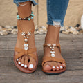 Sandals for Women 2025 New Fashion Shoes Summer Non Slip Shoes Casual Versatile Handmade Designer Flat Sandals Zapatos De Mujer Zpaxo Brown 37