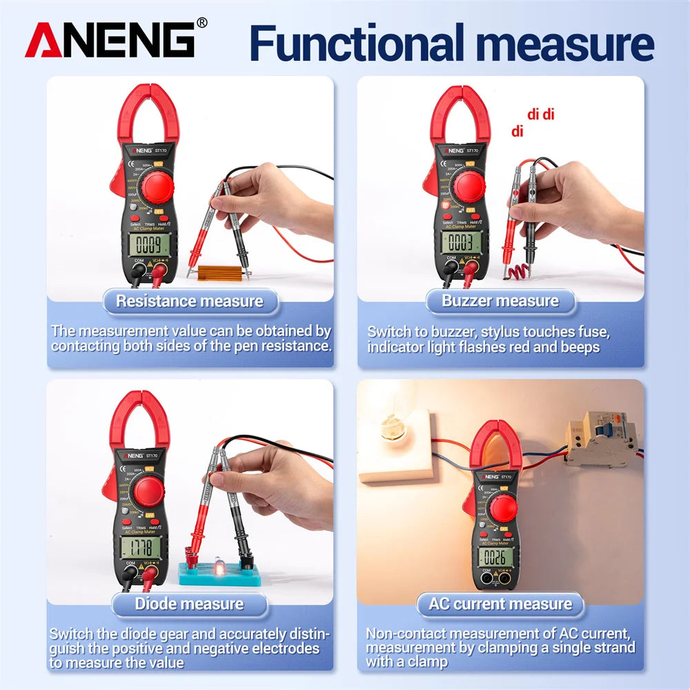 Clamp Meters Measuring AC DC Voltage Current Resistance Capacitance
