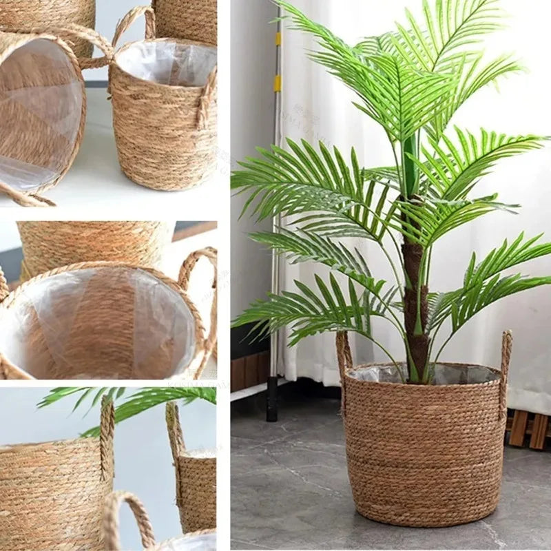 Large Handwoven Rattan Basket – Nordic Plant Pot & Storage