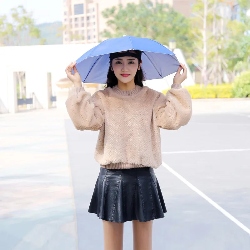 Double-layer Black Coated Rainproof Fishing Umbrella Hat Outdoor Tea Zpaxo Royal Blue 10PCS