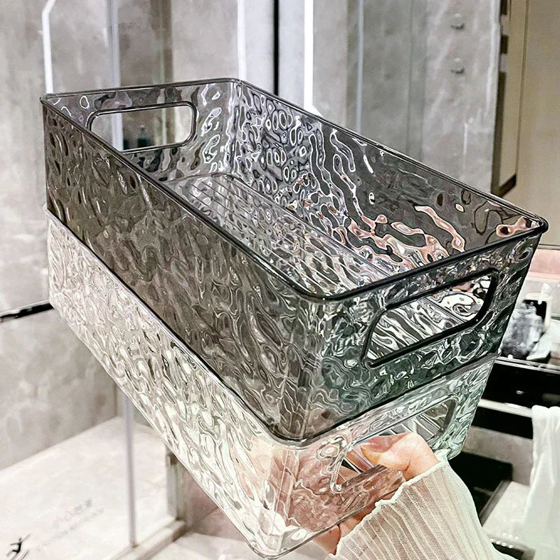 Storage Basket With Light Luxury Glacier Pattern Stackable Storage Box And High Beauty Cosmetics Sorting Zpaxo