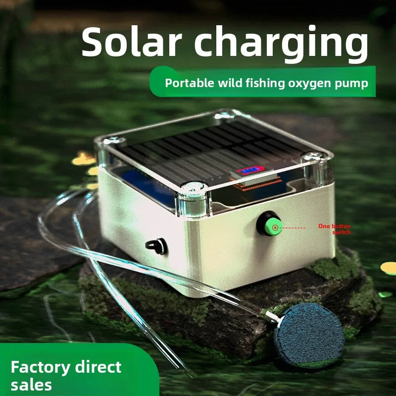 Outdoor Fishing Long Range Oxygen Pump Rechargeable Solar Powered Air Zpaxo