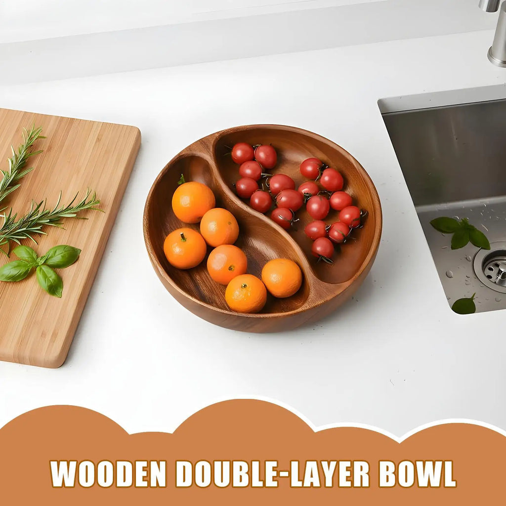 Snack Bowls 2-Compartment Rustic Serveware Holder Party Serving Nut