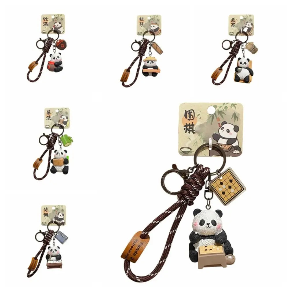 Lovely Cartoon Panda Keychain Chinese Style Bag Hanging Panda Dolls Pendant Ornaments Kawaii Car Key Ring Gifts Zpaxo