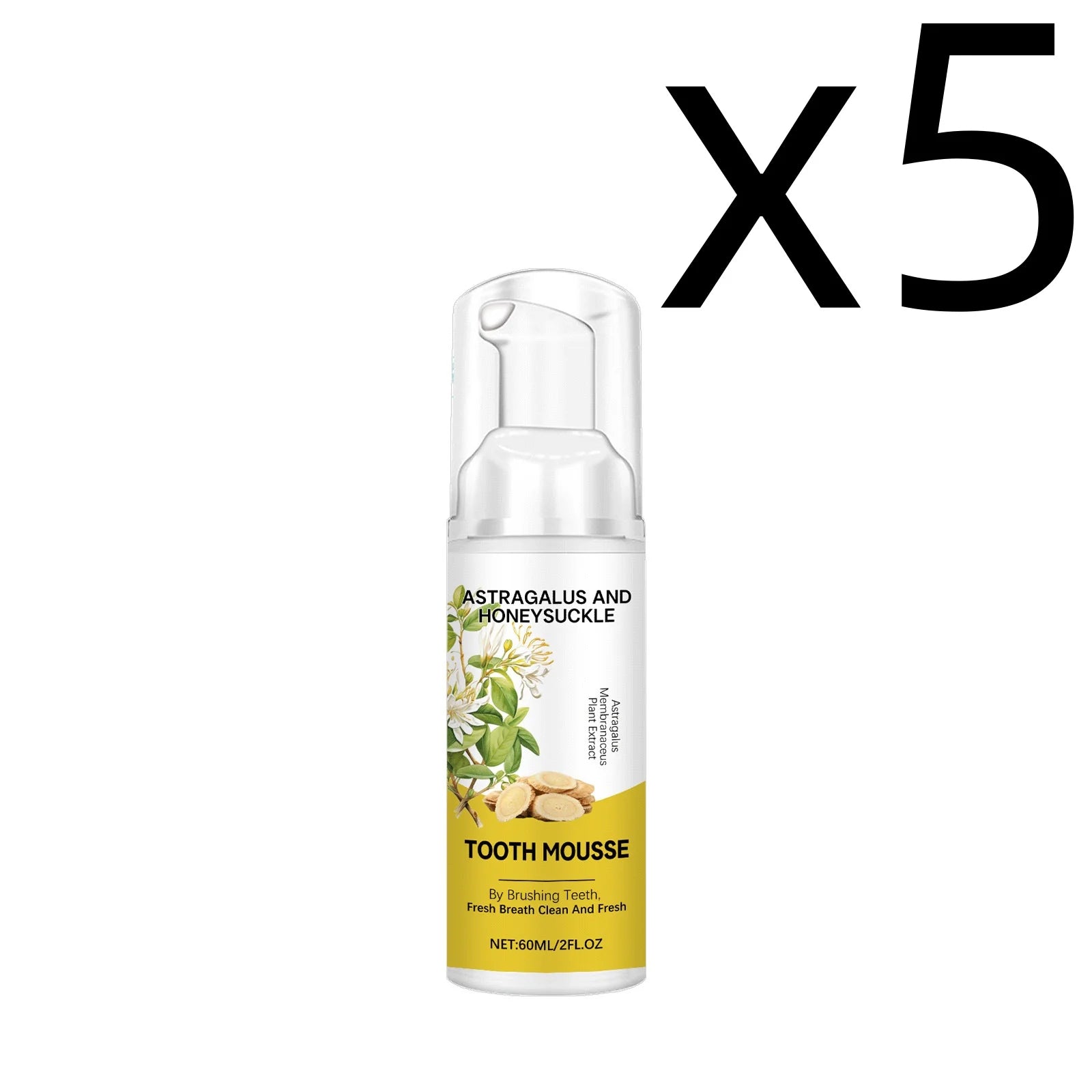 Astragalus Foam Toothpaste Mousse – Whiten & Freshen Breath 60ml Foam Toothpaste Mousse Zpaxo 60ml X 5PCS