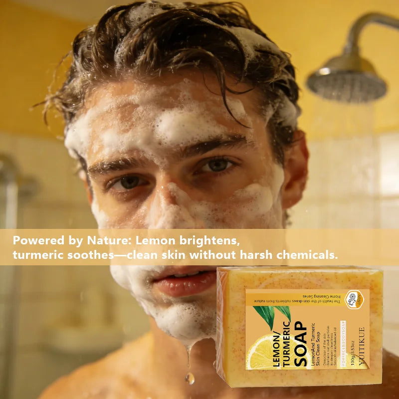 YUITIKUE Lemon Turmeric Glow Soap – Brighten & Deep Clean 100g Brightening Bar Soap Zpaxo