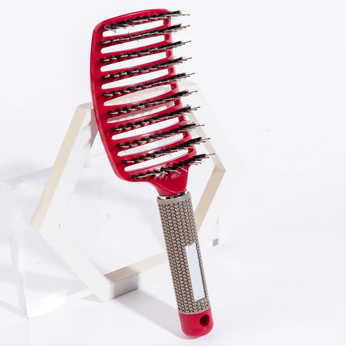 Hair Brush Scalp Massage Comb Hairbrush Boar Bristle Nylon Women Wet Curly Detangle Hair Brush Salon Hairdressing Styling Tool Zpaxo Red