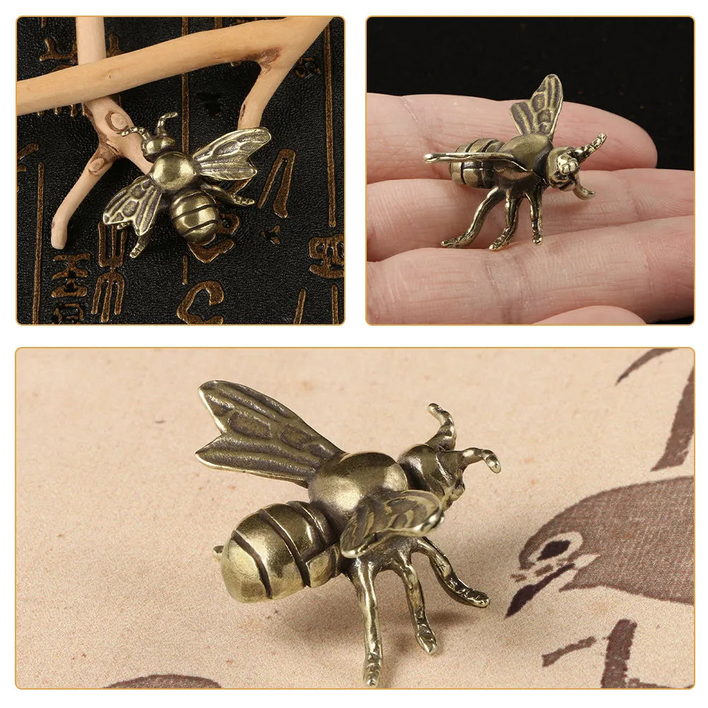 Brass Bee Statue Delicate Portable Desktop Decoration Creative Retro