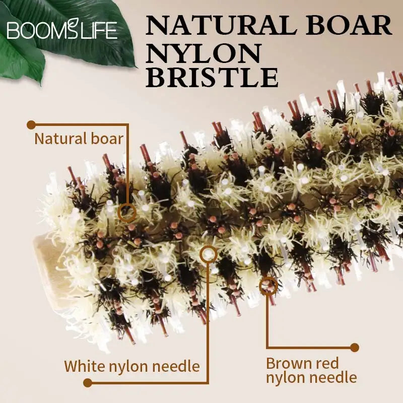 Natural Boar Bristle Rolling Brush Barber Hair Roller Wood Hair Brush Round Barrel Hair Comb for Women Curly Hair Hairdressing Zpaxo