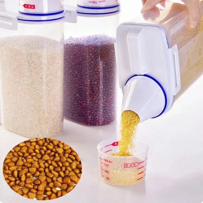 Freshness Lock Tank Pet Food Storage Measuring Cup Stop Waste
