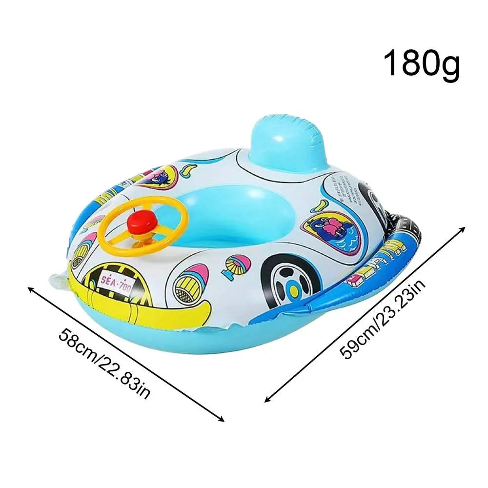 Inflatable Baby Kids Pool Float Steering Wheel Backrest Floating