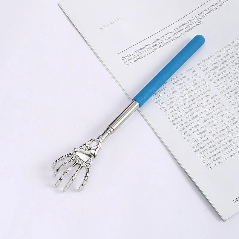 1pcs Stainless Steel Back Scratcher Ghost Hand Telescopic Scratching Massager Portable Adjustable Extendable Itch Massage Tool Zpaxo Blue
