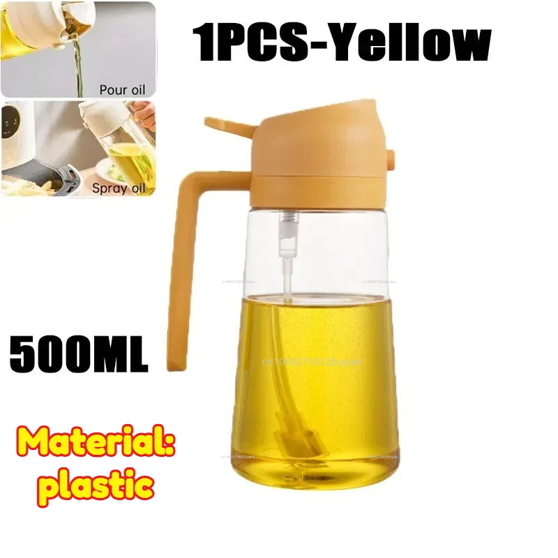 Oil Spray Pot 2-in-1 Plastic Household Kitchen Oil Bottle Nebulizing Mist Filling Cooking Oil Spray Pot Dual Use Camping Zpaxo Yellow-Transparent