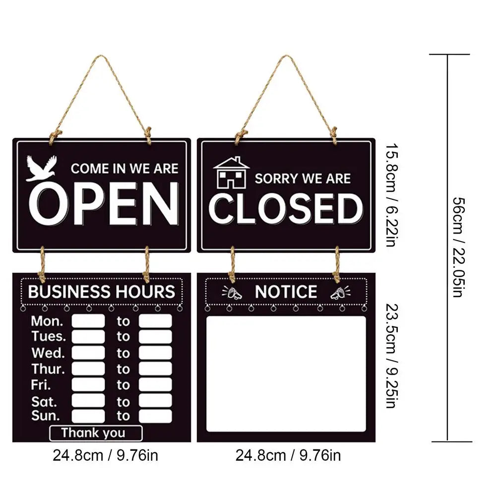 Double Sided Store Hours Sign Open Closed Decorative Welcome Boards