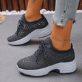2026 Women Sneakers Shiny Rhinestone Wedge Shoes Breathable Non Slip Zpaxo GRAY 37