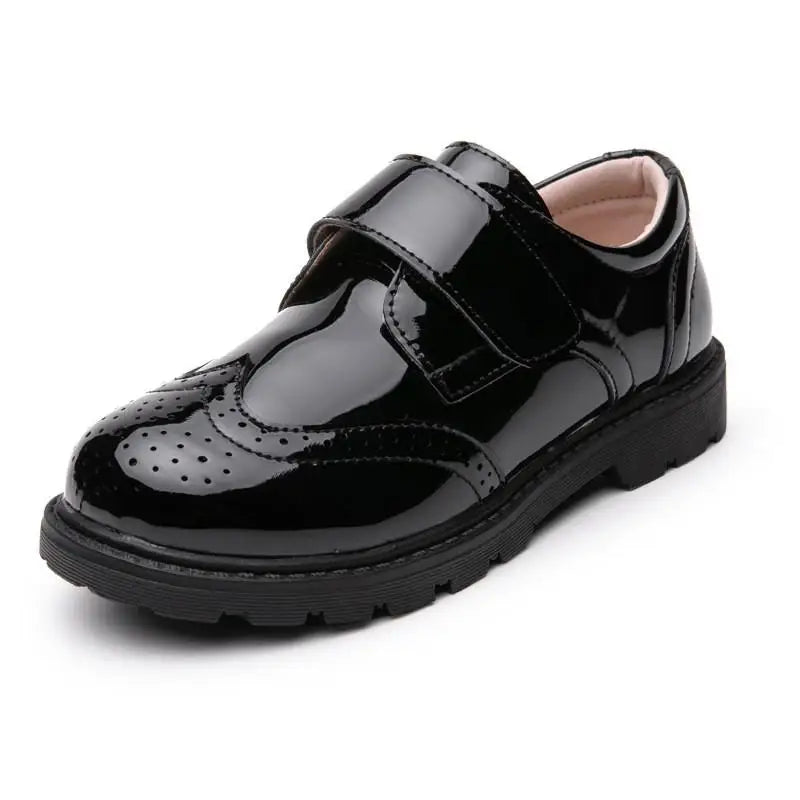 Kids Shoes Boys Leather Wedding School Show Dress Flats Light Classic Zpaxo Black velcro 26(insole 16.7cm) China Mainland