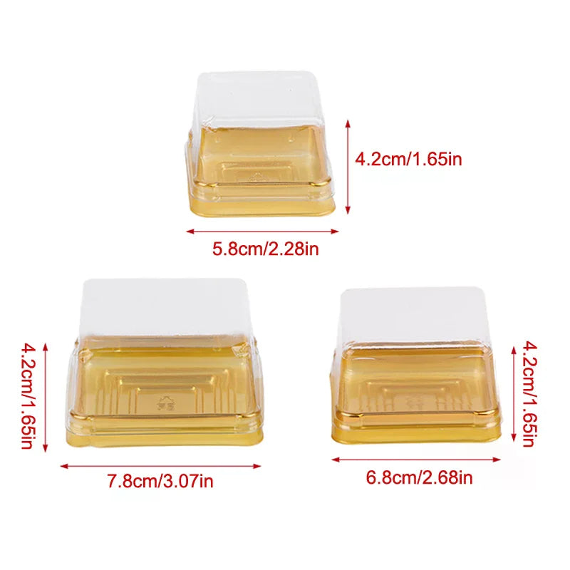Dessert Egg-yolk-puff Boxtransparent Gold Square Plastic Mooncake Zpaxo