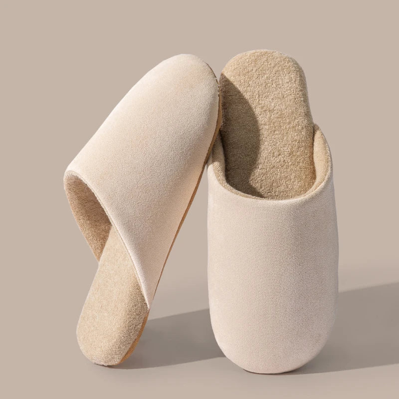 Autumn Winter Simple Suede Slippers Men Non-slip Indoor Bedroom Floor