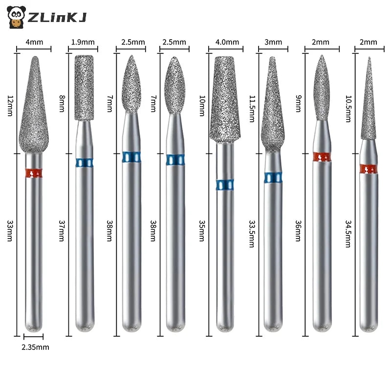 ▶10Pcs Diamond Milling Cutter For Manicure Electric Nail Drill Bits Accessory Pedicure Machine Nail File Gel Remover Tool Zpaxo