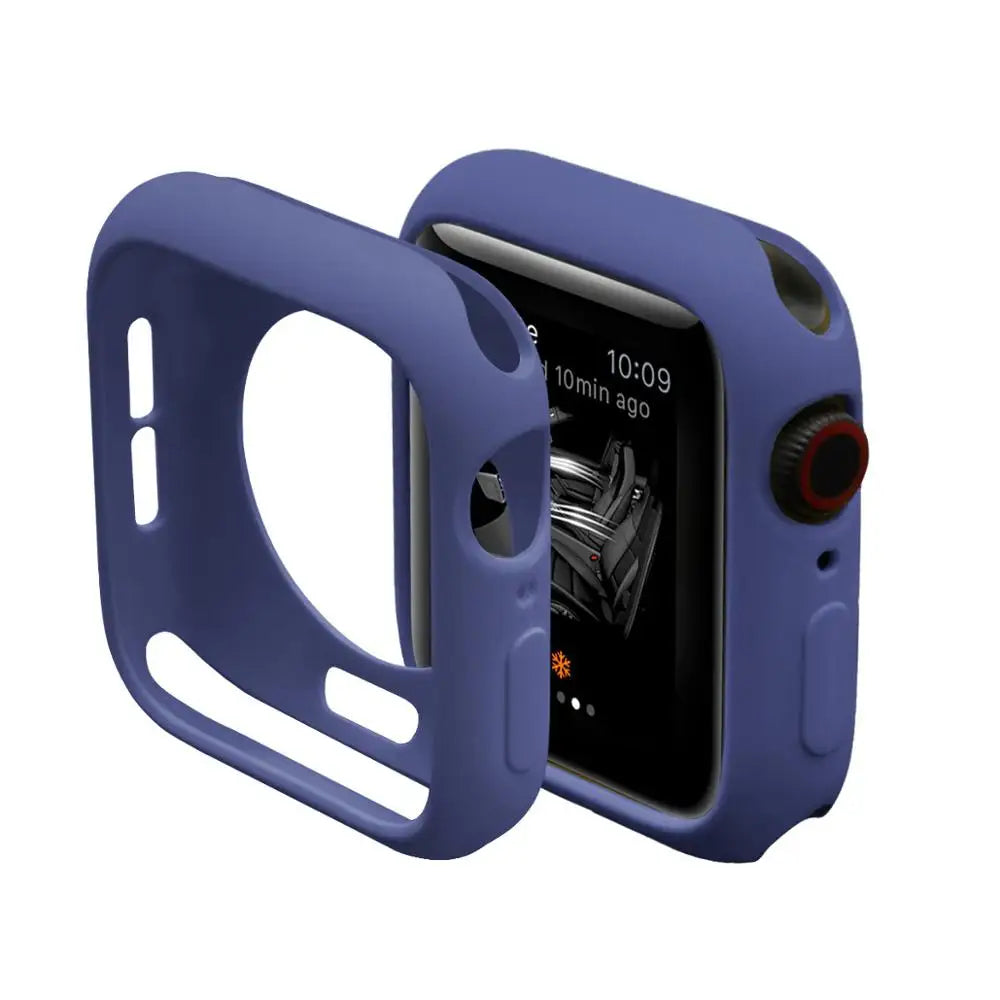 Silicone Case For Apple Watch 9 8 7 6 5 4 se 45mm 41mm 44mm 40mm 42mm 38mm Protection Shell Cover for iWatch Series Ultra 2 49mm Zpaxo Midnight Blue Series 456 SE 44mm