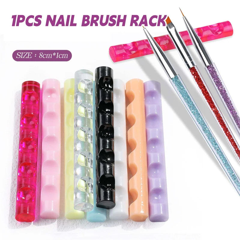 Nail Art Brush Holder Stand 5 Grids Nail Painting Pen Holder Manicure Penholder Stand Shelf Acrylic Display Manicure Tools Zpaxo