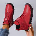 Women Boots 2025 New Comfortable Flat Ankle Boots Luxury Casual Thickened Warm Mom Shoes Fashion Handmade Cotton Shoes Women Zpaxo Red 36