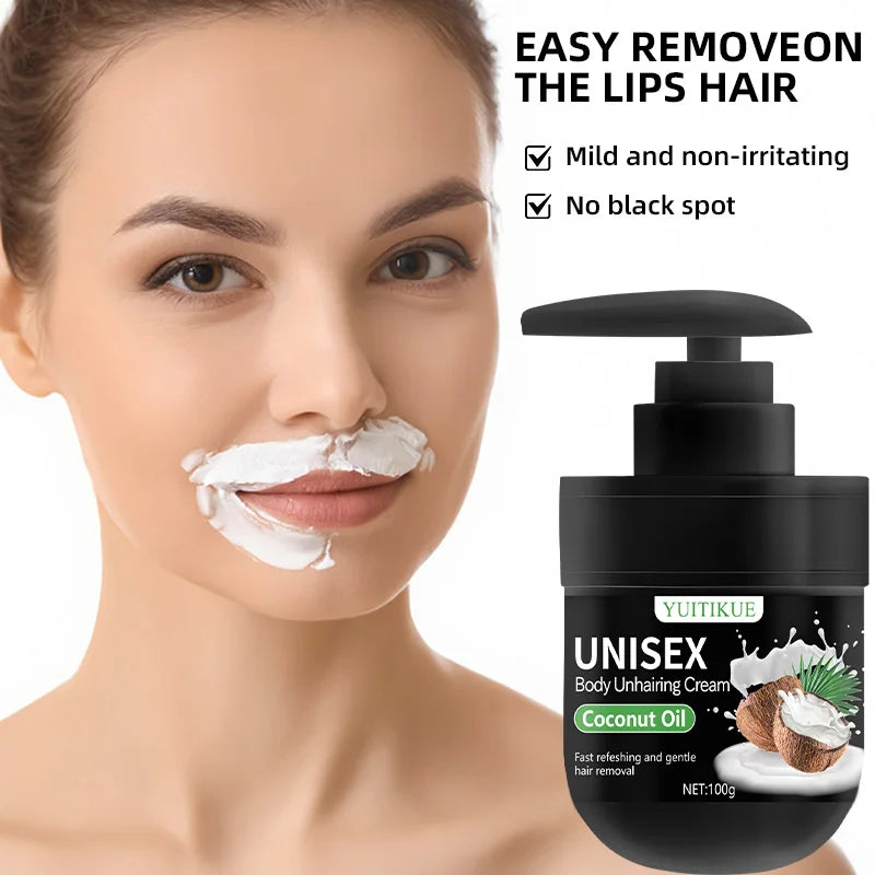 YUITIKUE Hair Removal Cream 100g – Coconut Oil & Aloe Formula Hair Removal Cream Zpaxo