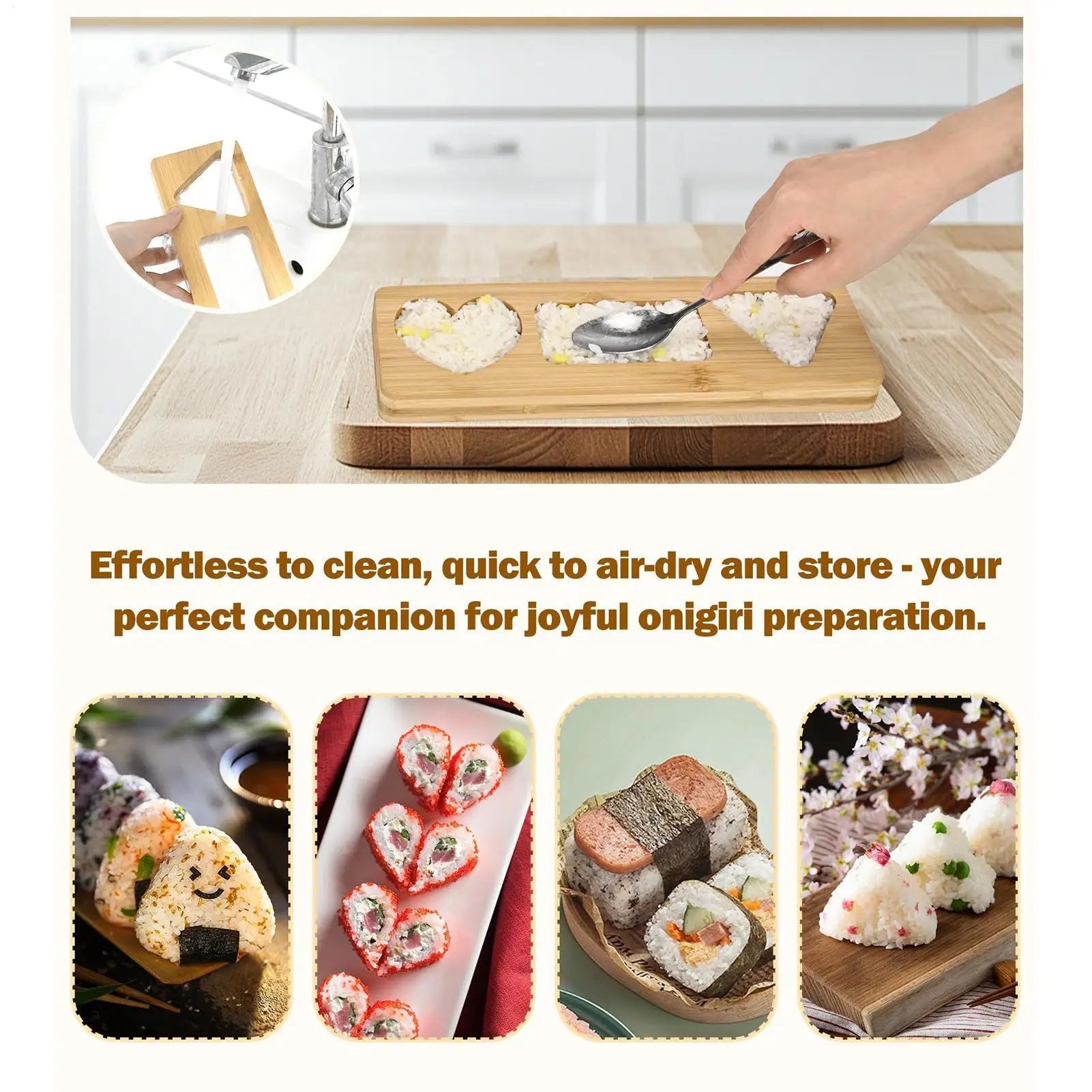 Rice Ball Mold Sushi Making Tool Non-stick Wooden Kitchen Snack Home