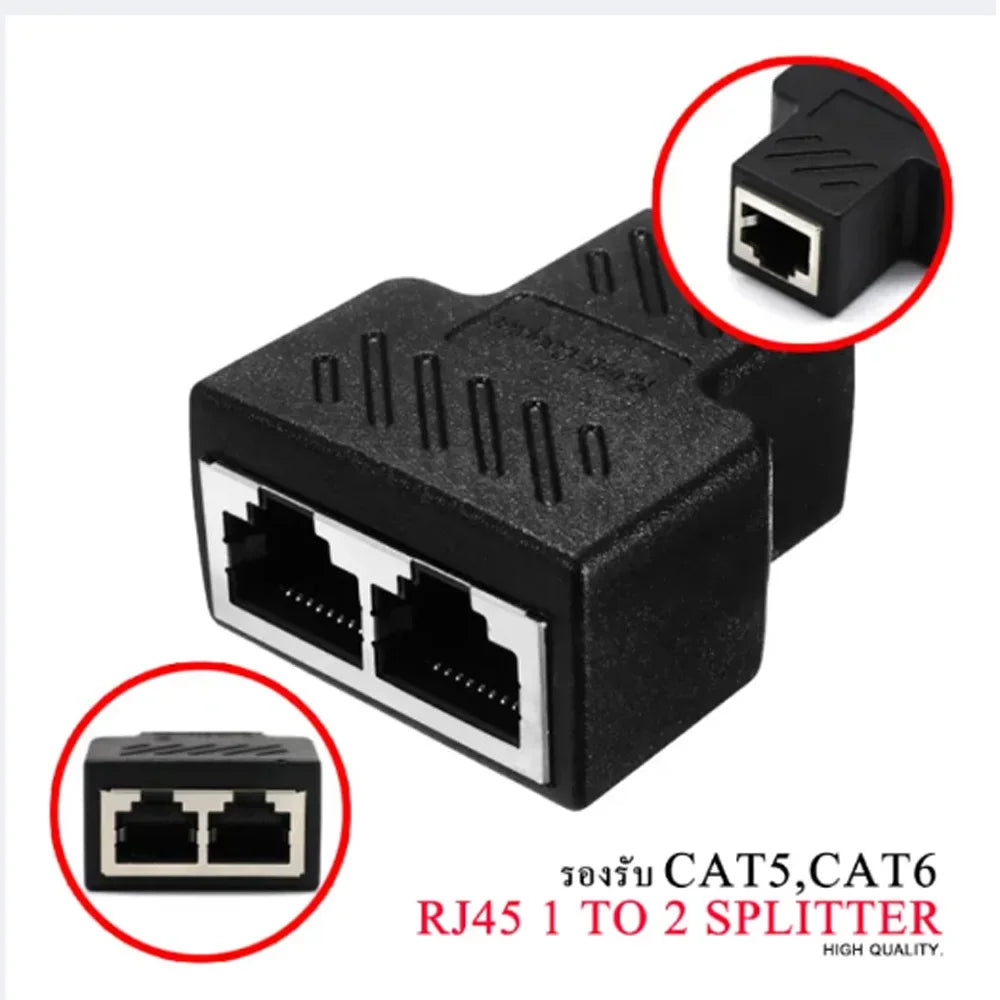 One Two Adapter Ethernet Cable Splitter Rj45 8P8C Version Zpaxo