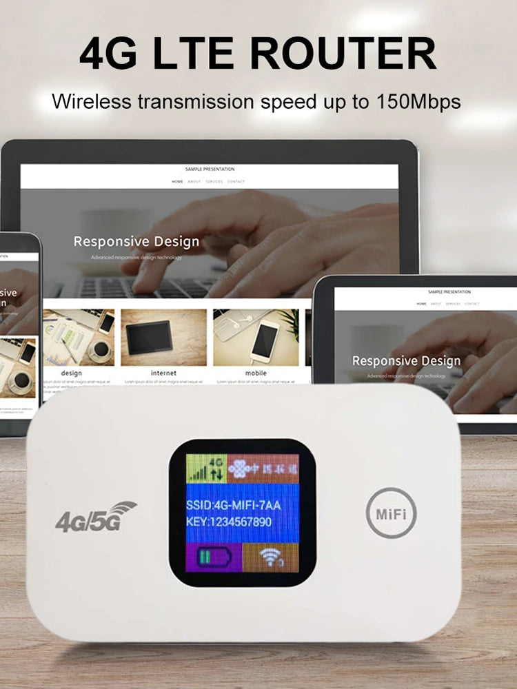 LTE Portable Router 150Mbps Mini Outdoor Hotspot Sim Card Slot Zpaxo