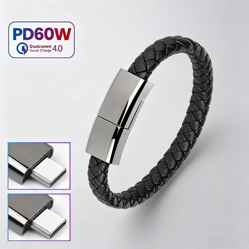USB-C Bracelet Charging Cable – Fast Charge Wristband Cord USB-C Bracelet Cable Zpaxo