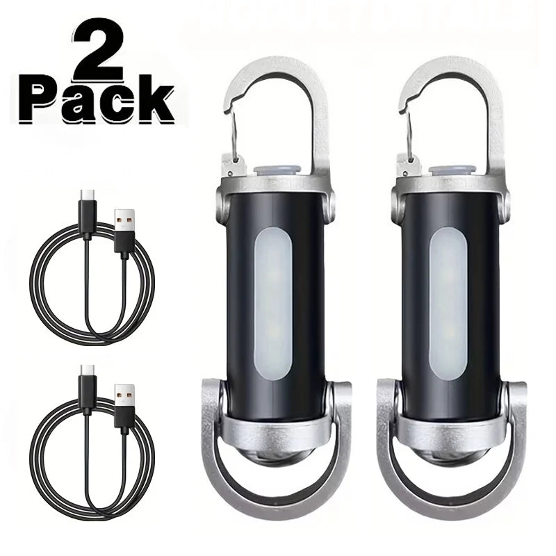 Mini COB LED Keychain Flashlight – USB-C Rechargeable, 6 Modes Keychain Flashlight Zpaxo 2PCS